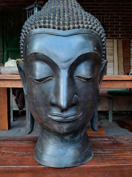 Toneelschrijver Bevestigen aan zeewier Thais Boeddha hoofd uit koper, prachtig voor in een ruimte, in je hal,  behandelkamer, tuin